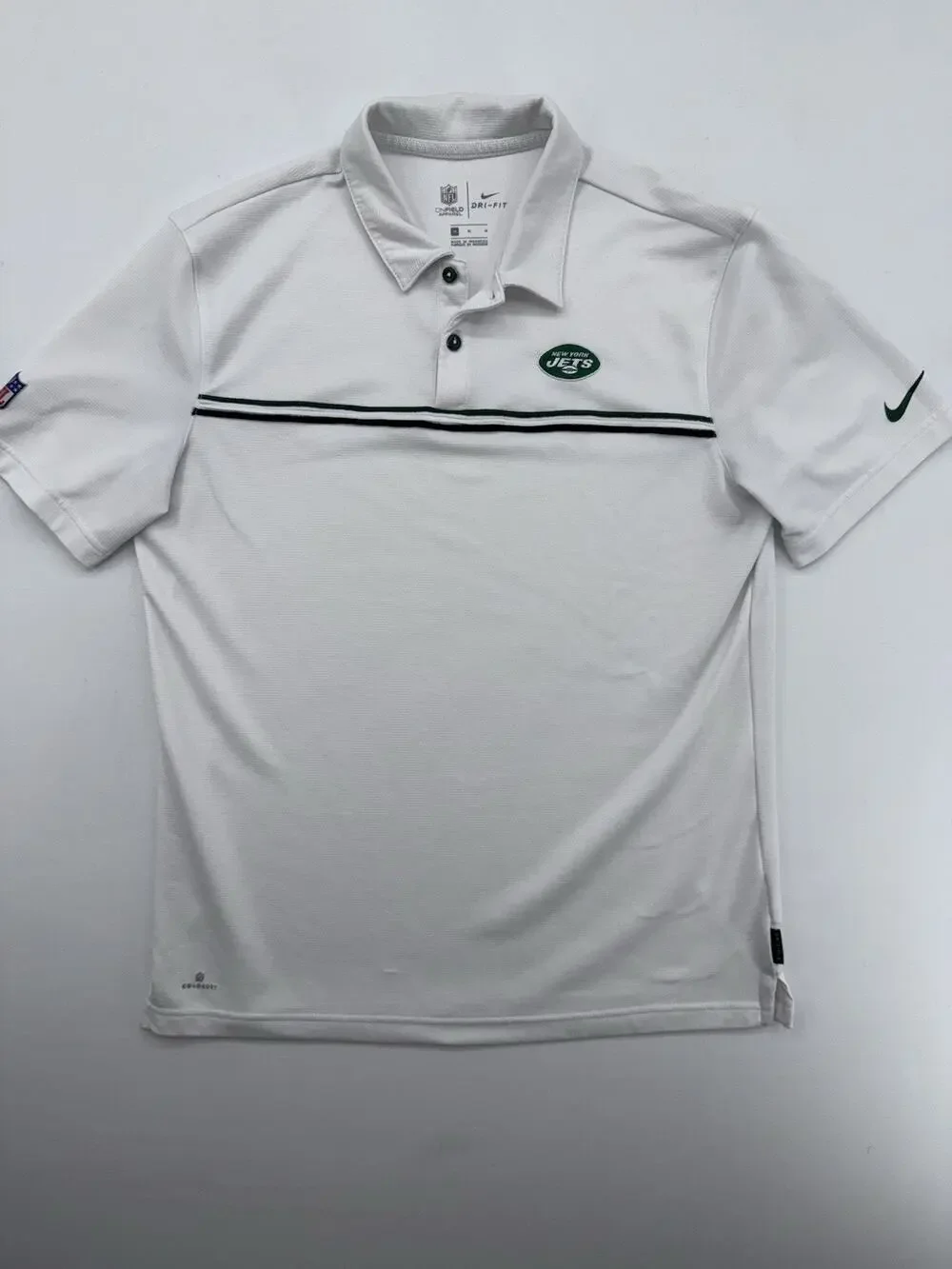 New York Jets Nike On Field Dri-Fit Polo Shirt Size Medium White